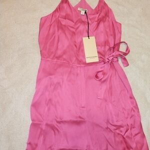 Scotch & Soda Pink Satin Slip Dress with Side Tie